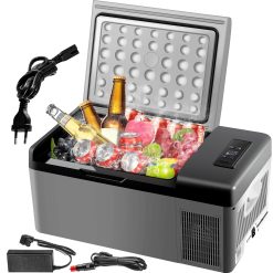 VEVOR Nevera Portátil Eléctrica 15 L 12/24 V Refrigerador Portátil del Automóvil, Nevera de Coche Eléctrica con Batería de Coche de 3 Niveles Modo Dual con Panel de Control LCD Camping, Black