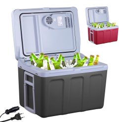 Arebos Nevera de 40 litros enfriar y mantener caliente | mini nevera | nevera móvil con modo ECO | 12/230 V para coche y enchufe | nevera eléctrica | bolsa de frío | bolsa aislante | antracita